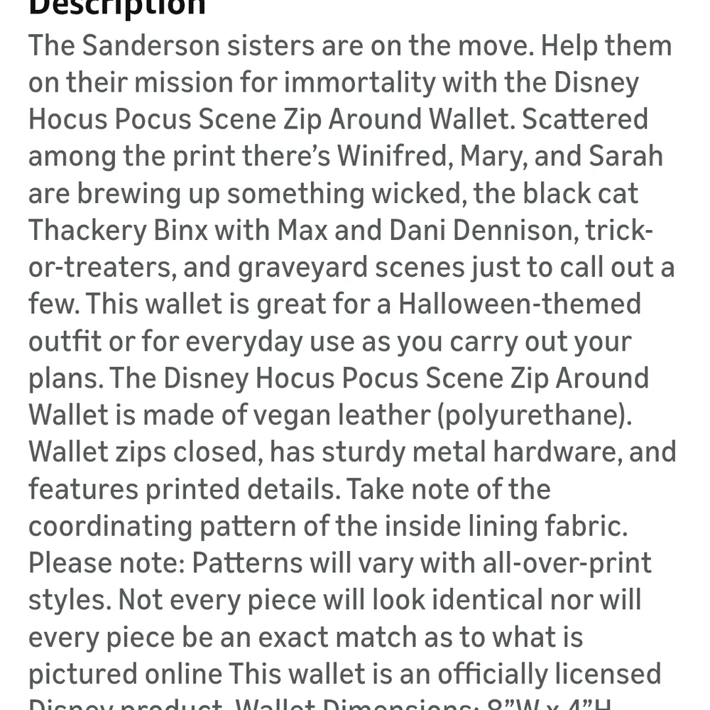 Hocus Pocus Loungefly Disney Zip Wallet - Black and Purple - Picture 6 of 6